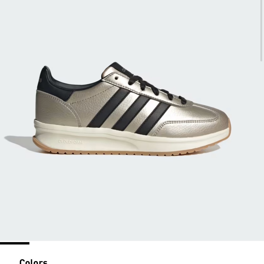 adidas Metallic Silver and Black Retro Runner Sneakers unisex